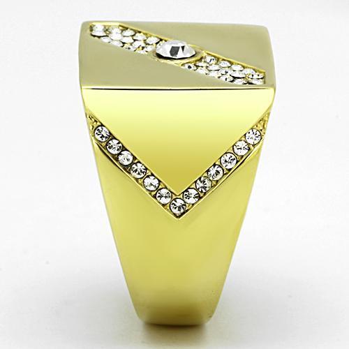 TK1066 - IP Gold(Ion Plating) Stainless Steel Ring with Top Grade Crystal  in Clear