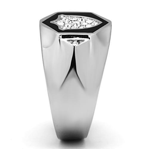 TK1069 - High polished (no plating) Stainless Steel Ring with Top Grade Crystal  in Clear