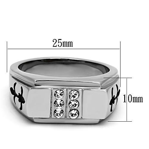 TK1071 - High polished (no plating) Stainless Steel Ring with Top Grade Crystal  in Clear