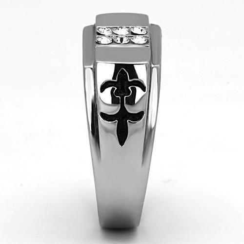 TK1071 - High polished (no plating) Stainless Steel Ring with Top Grade Crystal  in Clear