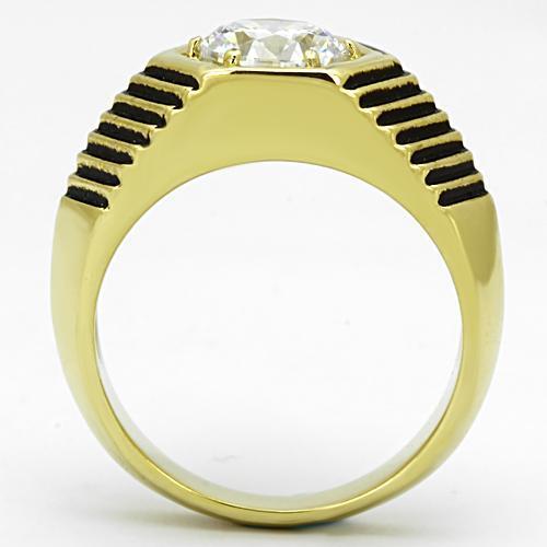 TK1076 - IP Gold(Ion Plating) Stainless Steel Ring with AAA Grade CZ  in Clear