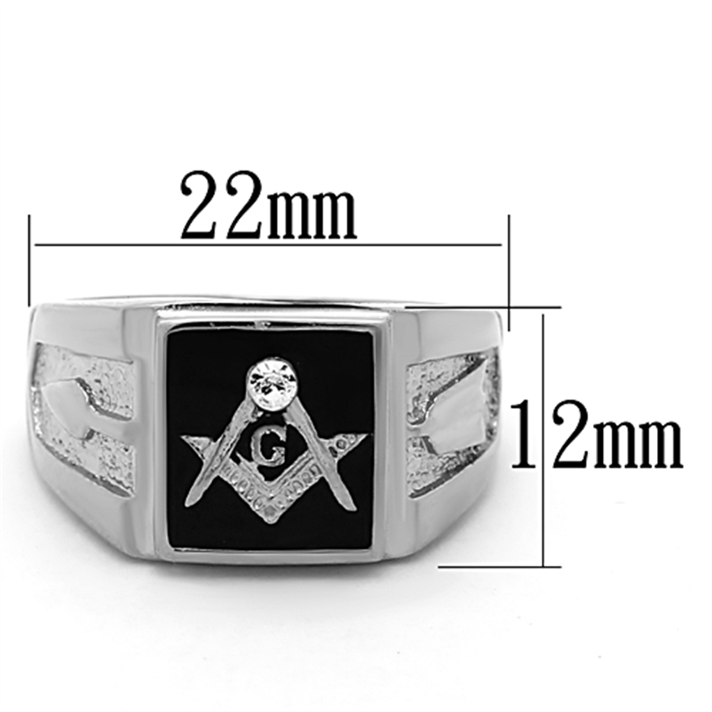 TK1158 - High polished (no plating) Stainless Steel Ring with Top Grade Crystal  in Clear