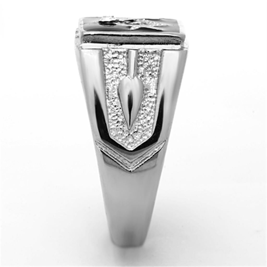 TK1158 - High polished (no plating) Stainless Steel Ring with Top Grade Crystal  in Clear