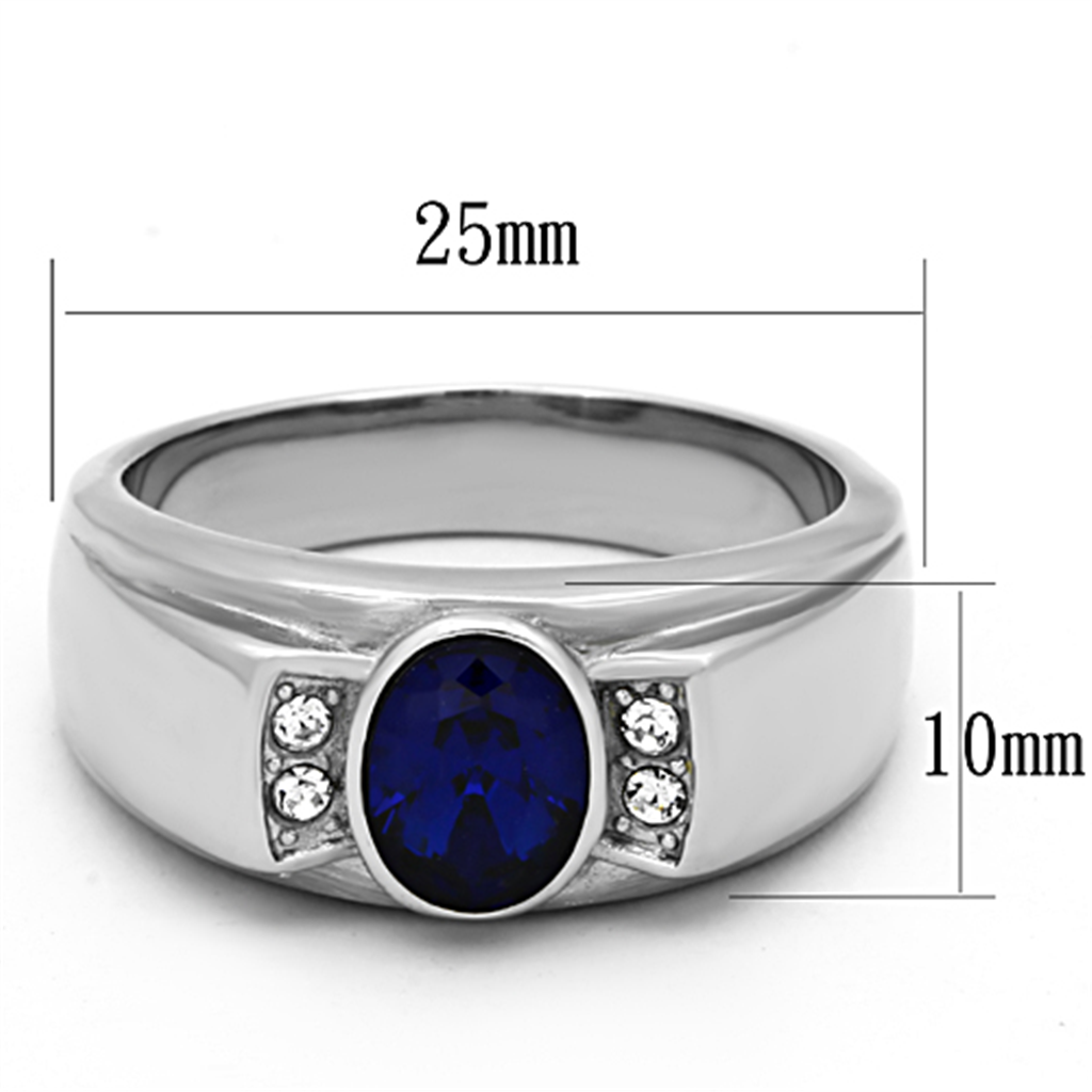 TK1184 - High polished (no plating) Stainless Steel Ring with Synthetic Synthetic Glass in Montana