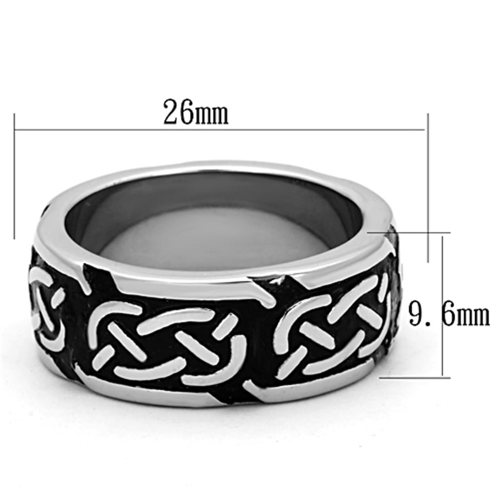 TK1197 - High polished (no plating) Stainless Steel Ring with Epoxy  in Jet