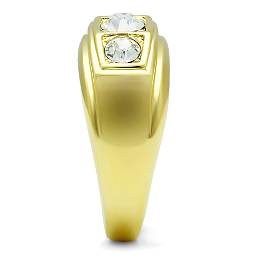 TK119G - IP Gold(Ion Plating) Stainless Steel Ring with Top Grade Crystal  in Clear