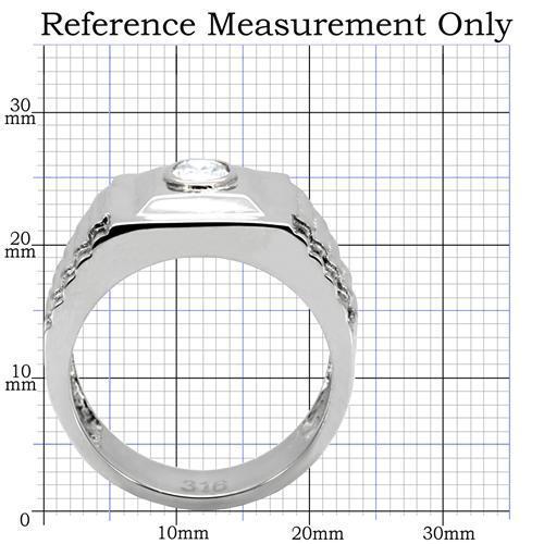 TK122 - High polished (no plating) Stainless Steel Ring with AAA Grade CZ  in Clear