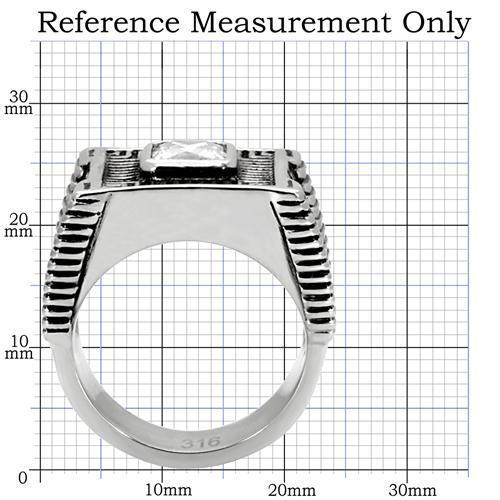 TK123 - High polished (no plating) Stainless Steel Ring with AAA Grade CZ  in Clear