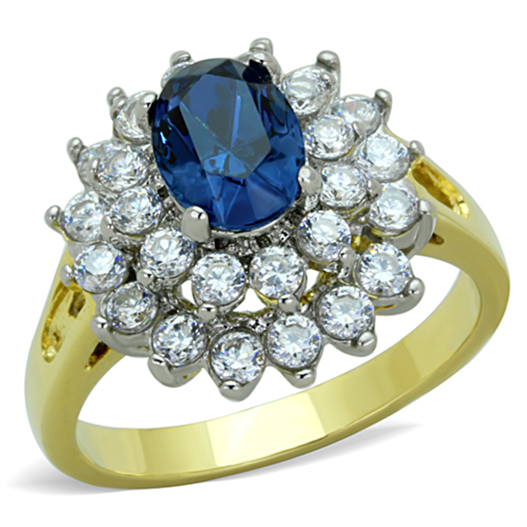 TK1572 - Two-Tone IP Gold (Ion Plating) Stainless Steel Ring with Top Grade Crystal  in Montana