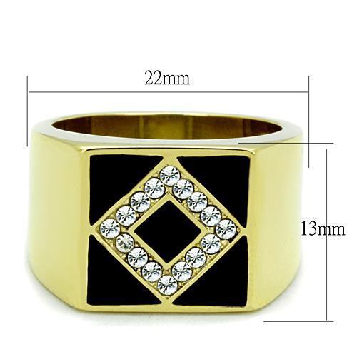 TK1613 - IP Gold(Ion Plating) Stainless Steel Ring with Top Grade Crystal  in Clear