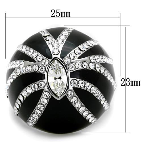 TK1679 - High polished (no plating) Stainless Steel Ring with Top Grade Crystal  in Clear