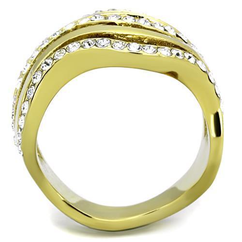 TK1700 - IP Gold(Ion Plating) Stainless Steel Ring with Top Grade Crystal  in Clear