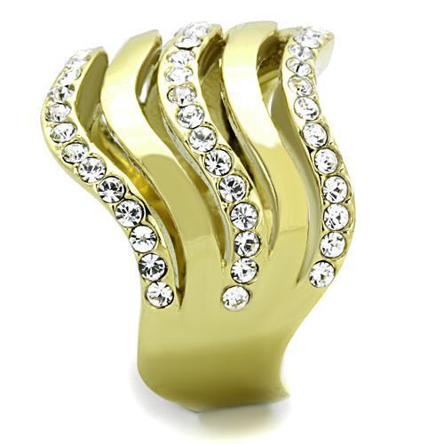 TK1700 - IP Gold(Ion Plating) Stainless Steel Ring with Top Grade Crystal  in Clear