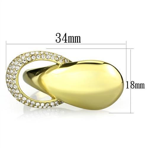 TK1782 - IP Gold(Ion Plating) Stainless Steel Ring with Top Grade Crystal  in Clear