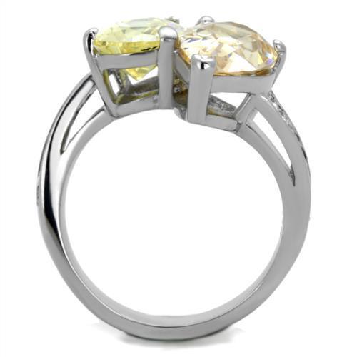 TK1820 - High polished (no plating) Stainless Steel Ring with AAA Grade CZ  in Multi Color