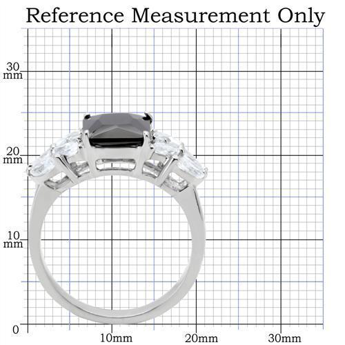 TK182 - High polished (no plating) Stainless Steel Ring with AAA Grade CZ  in Jet