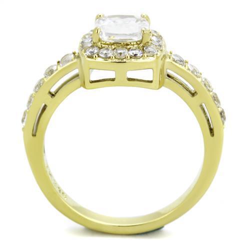 TK1899 - IP Gold(Ion Plating) Stainless Steel Ring with AAA Grade CZ  in Clear