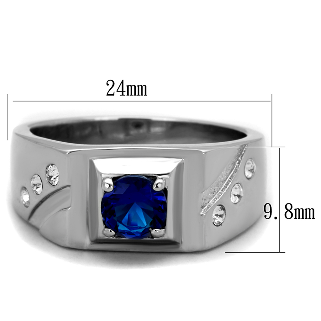 TK1929 - High polished (no plating) Stainless Steel Ring with Synthetic Synthetic Glass in Montana