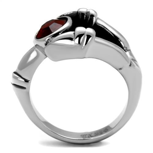 TK1970 - High polished (no plating) Stainless Steel Ring with Top Grade Crystal  in Siam