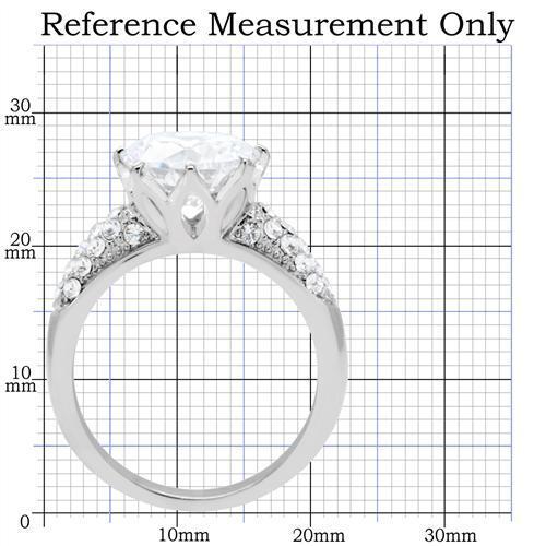 TK197 - High polished (no plating) Stainless Steel Ring with AAA Grade CZ  in Clear