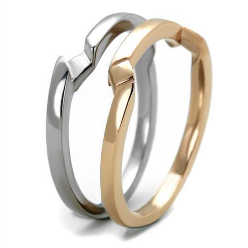 TK2031 - Two-Tone IP Rose Gold Stainless Steel Ring with No Stone