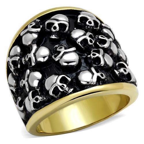 TK2057 - Two-Tone IP Gold (Ion Plating) Stainless Steel Ring with No Stone