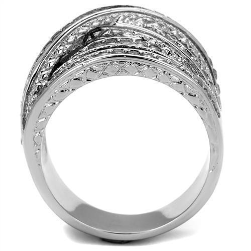 TK2096 - High polished (no plating) Stainless Steel Ring with AAA Grade CZ  in Clear