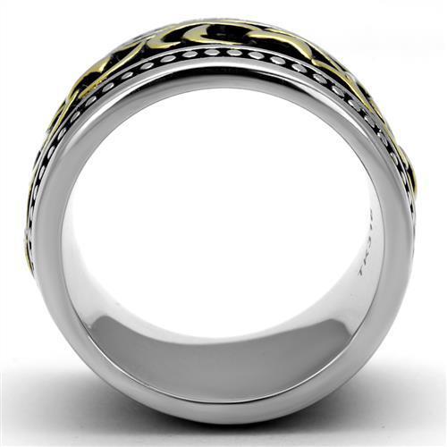 TK2234 - Two-Tone IP Gold (Ion Plating) Stainless Steel Ring with Epoxy  in Jet