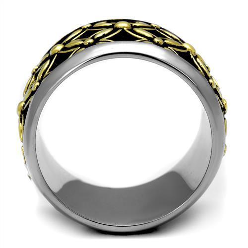 TK2237 - Two-Tone IP Gold (Ion Plating) Stainless Steel Ring with Epoxy  in Jet