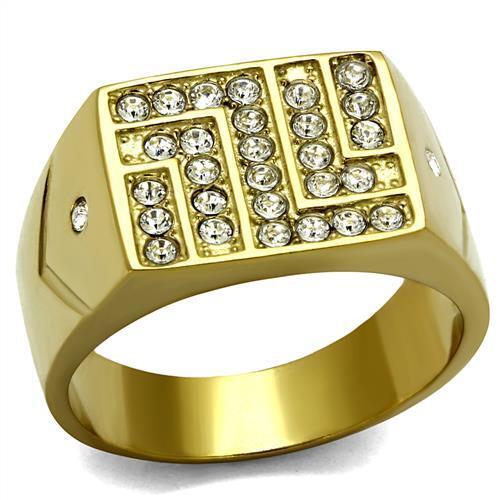 TK2311 - IP Gold(Ion Plating) Stainless Steel Ring with Top Grade Crystal  in Clear