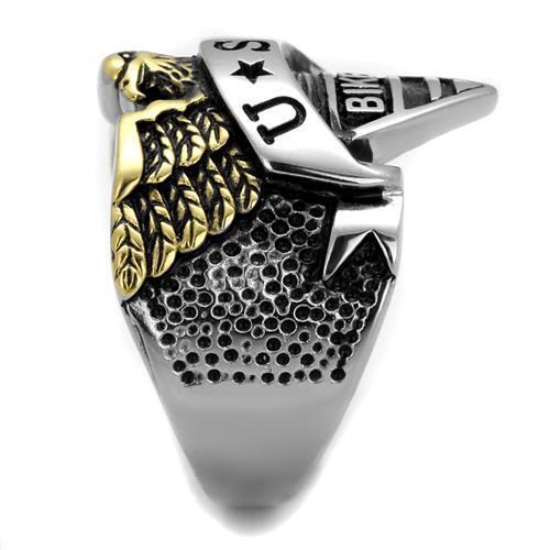 TK2327 - Two-Tone IP Gold (Ion Plating) Stainless Steel Ring with Epoxy  in Jet