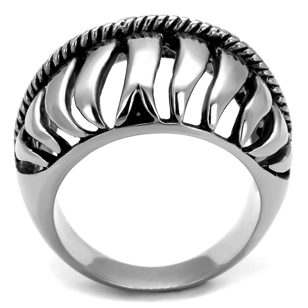 TK2341 - High polished (no plating) Stainless Steel Ring with Epoxy  in Jet