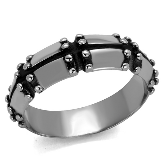 TK2342 - High polished (no plating) Stainless Steel Ring with Epoxy  in Jet