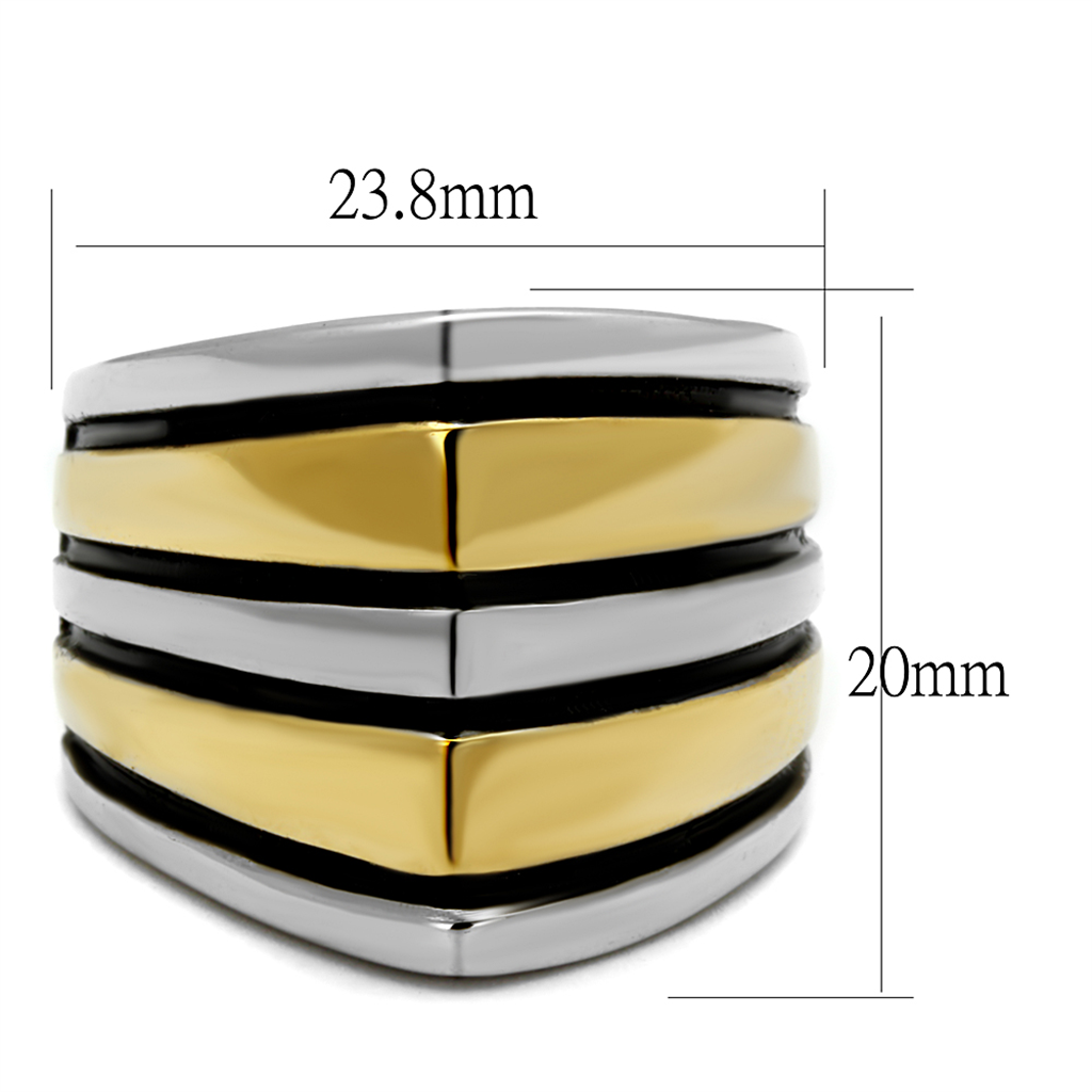 TK2367 - Two-Tone IP Gold (Ion Plating) Stainless Steel Ring with Epoxy  in Jet