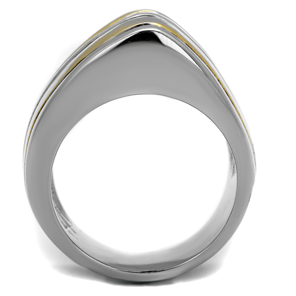 TK2367 - Two-Tone IP Gold (Ion Plating) Stainless Steel Ring with Epoxy  in Jet