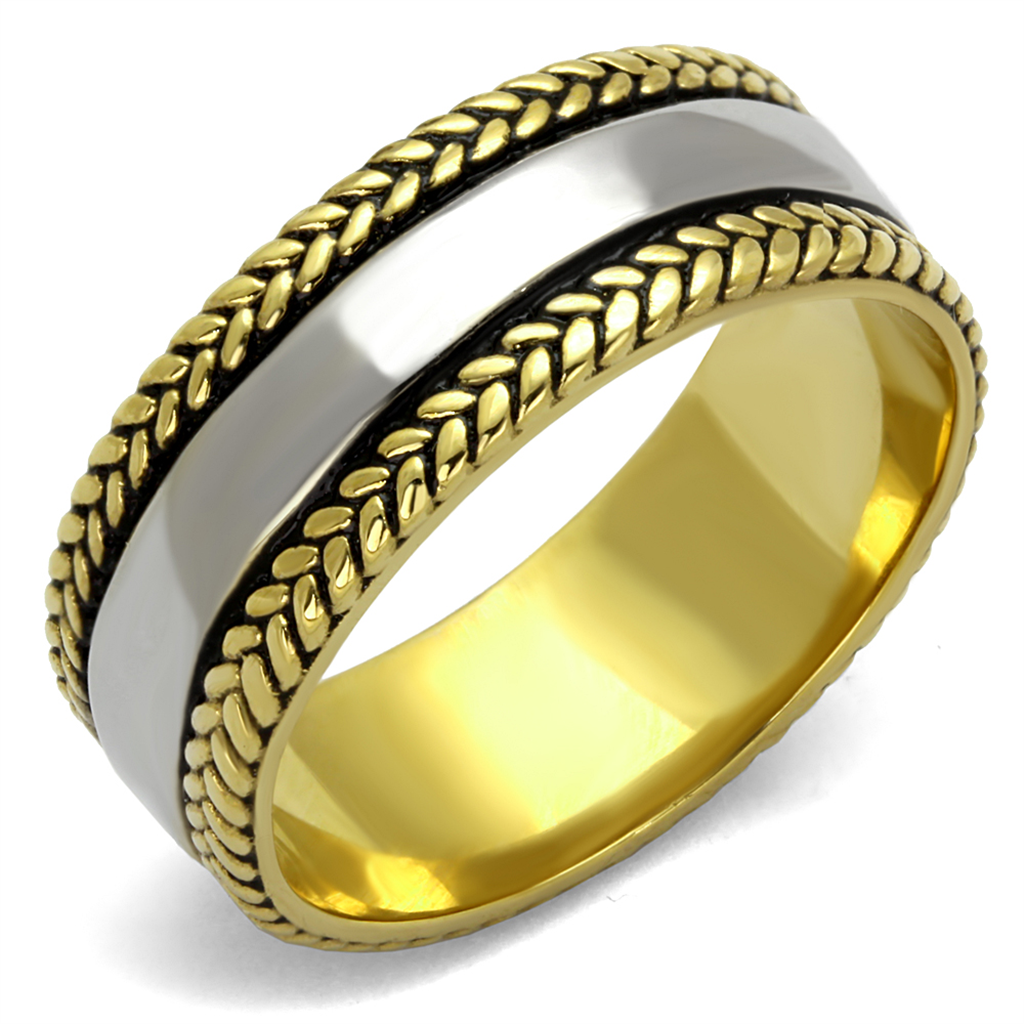 TK2375 - Two-Tone IP Gold (Ion Plating) Stainless Steel Ring with Epoxy  in Jet