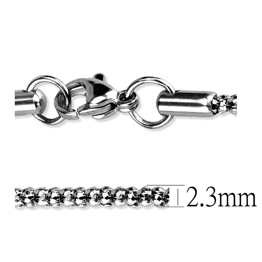 TK2424 - High polished (no plating) Stainless Steel Chain with No Stone