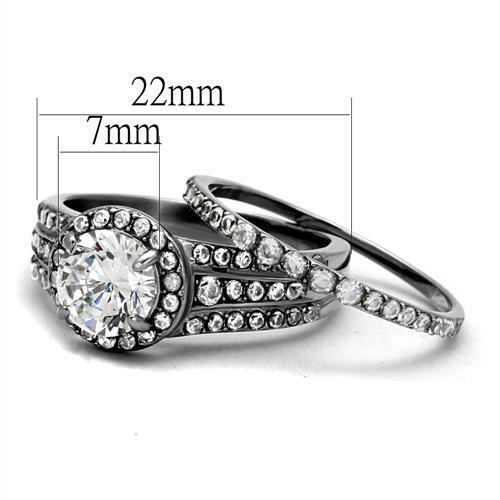 TK2476 - High polished (no plating) Stainless Steel Ring with AAA Grade CZ  in Clear