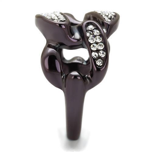 TK2558 - IP Dark Brown (IP coffee) Stainless Steel Ring with Top Grade Crystal  in Clear