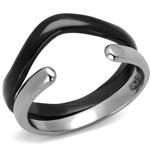 TK2618 - Two-Tone IP Black (Ion Plating) Stainless Steel Ring with No Stone