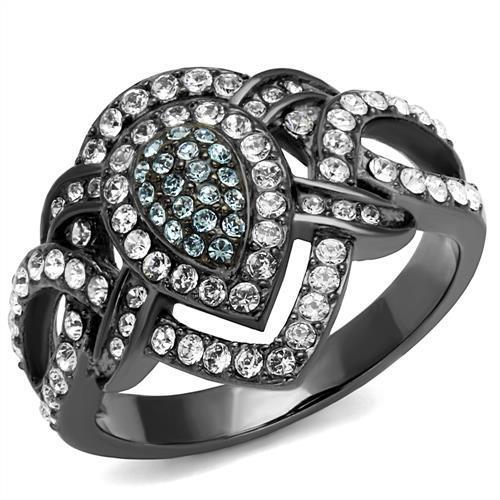 TK2679 - IP Light Black  (IP Gun) Stainless Steel Ring with Top Grade Crystal  in Multi Color