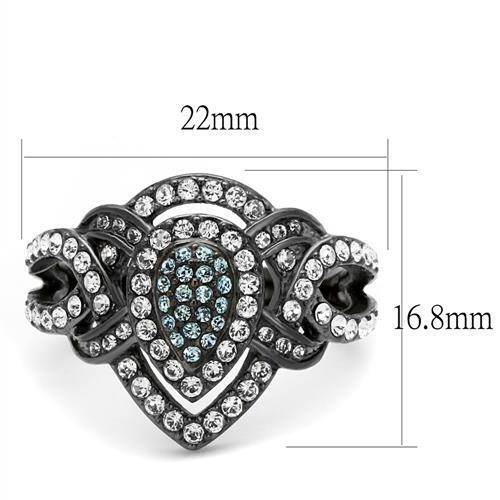 TK2679 - IP Light Black  (IP Gun) Stainless Steel Ring with Top Grade Crystal  in Multi Color