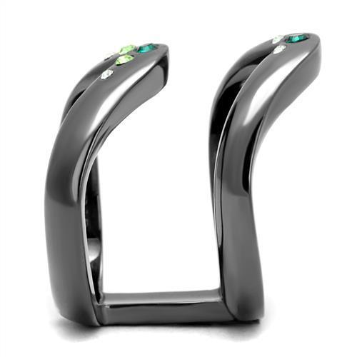 TK2757 - IP Light Black  (IP Gun) Stainless Steel Ring with Top Grade Crystal  in Multi Color