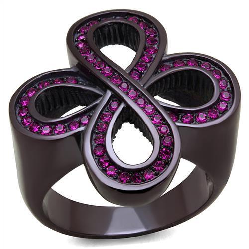 TK2763 - IP Dark Brown (IP coffee) Stainless Steel Ring with Top Grade Crystal  in Fuchsia