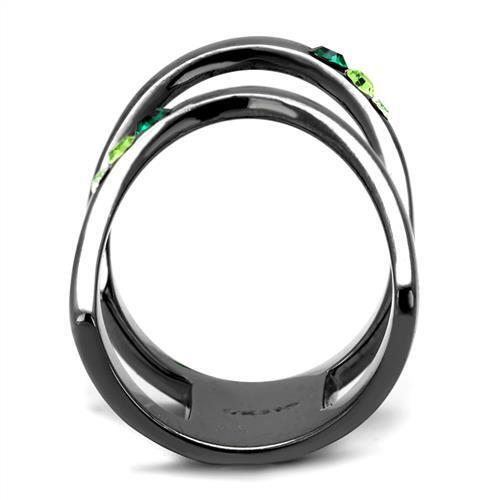 TK2768 - IP Light Black  (IP Gun) Stainless Steel Ring with Top Grade Crystal  in Multi Color