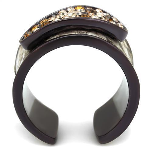 TK2781 - IP Dark Brown (IP coffee) Stainless Steel Ring with Top Grade Crystal  in Multi Color