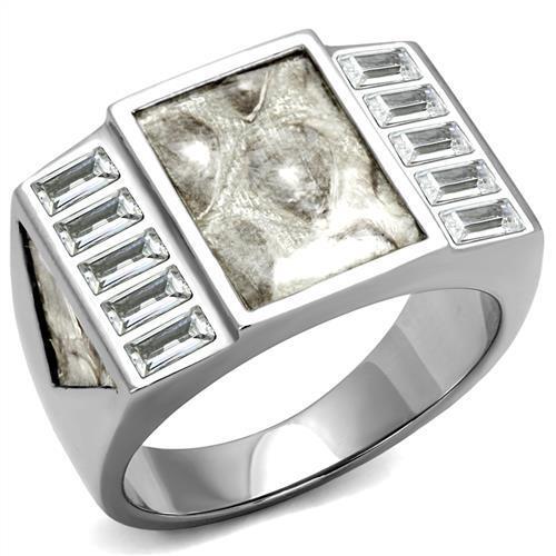 TK2784 - No Plating Stainless Steel Ring with AAA Grade CZ  in Clear