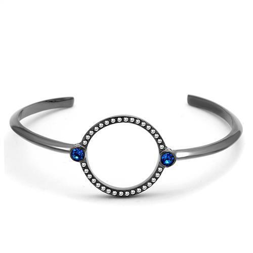 TK2792 - IP Light Black  (IP Gun) Stainless Steel Bangle with Top Grade Crystal  in Capri Blue