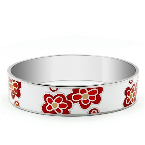 TK288 - High polished (no plating) Stainless Steel Bangle with Epoxy  in No Stone