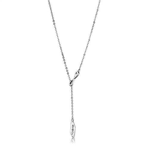 TK2894 - High polished (no plating) Stainless Steel Necklace with Top Grade Crystal  in Clear